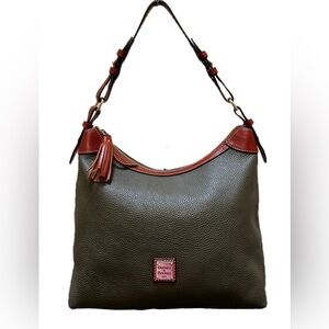Dooney & Bourke Olive Pebble Leather Hobo Shoulder Bag